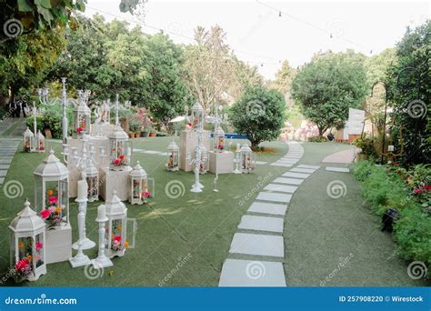 Exterior of a Park Surrounded by Wedding Decorations for a Traditional ...