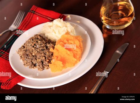 Scottish Haggis Table Setting For A Burns Night Dinner With A Royal