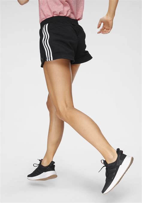 Adidas Women Training Pacer 3 Stripes Knit Shorts Black White DU3502