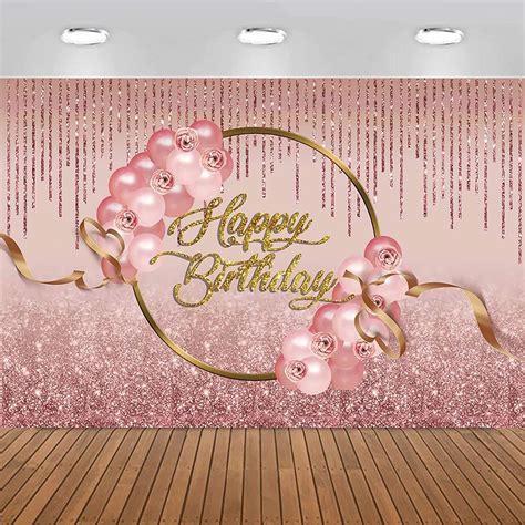 Ft Rose Gold Girls Happy Birthday Backdrop Women Pink Rose Etsy