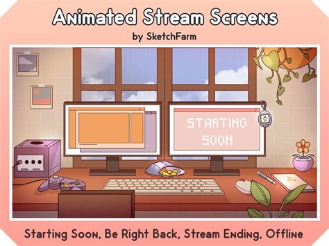 Animated Twitch Overlay Stream Screen Cute Retro Gaming Desk Anime