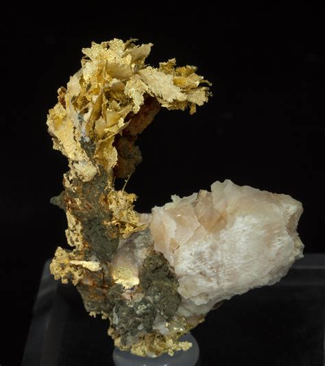 Gold (variety electrum) with Calcite - R.J. Roberts lode, Willow Creek District, Pershing County ...