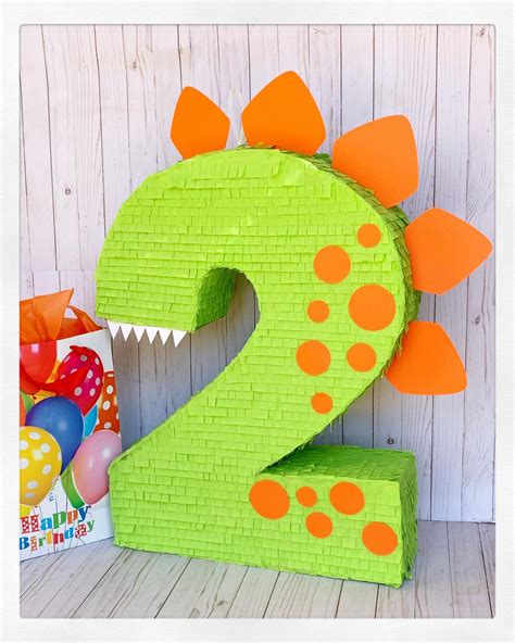 Dinosaur number piñata Dinosaur themed birthday party Dinosaur