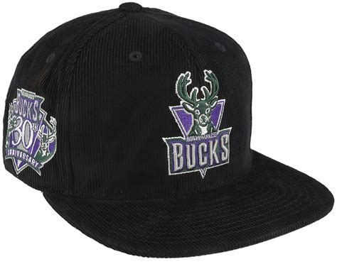 Milwaukee Bucks Black Cord Hwc Black Snapback - Mitchell & Ness cap ...