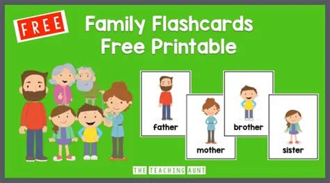 Free Family Members Flashcards for Preschool - The Teaching Aunt