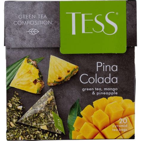 Чай зеленый в пирамидках Tess Pina Colada, 20 пакетиков х 1,8 гр ...