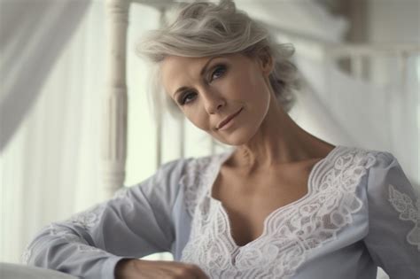 A Stunning Mature Woman Exudes Confidence And Allure In Elegant Lingerie Premium Ai Generated