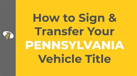 How To Sign And Transfer A Pennsylvania Car Title Youtube