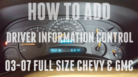 How To Add Driver Information Center Dic Silverado Sierra Tahoe