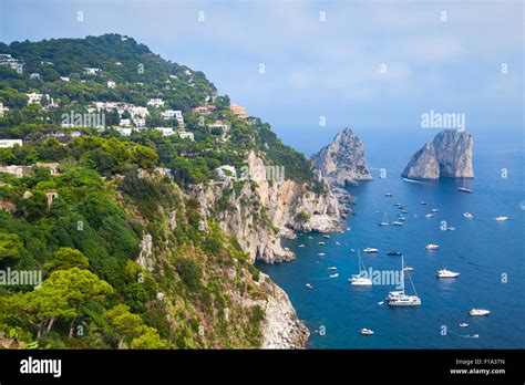 Mediterranean Sea Coastal Landscape With Faraglioni Rocks Of Capri