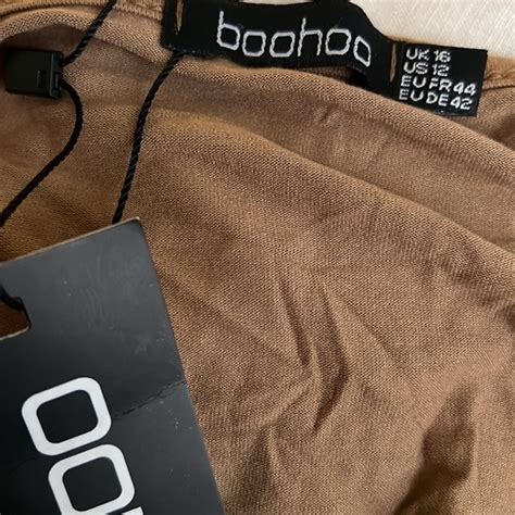 Boohoo Tops Boohoo Nude Tan Camel Deep V Plunging Bodysuit Katie Plunge Tags Poshmark
