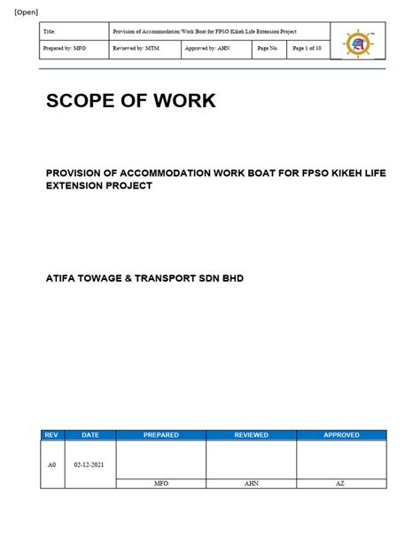 Scope of Work | PDF