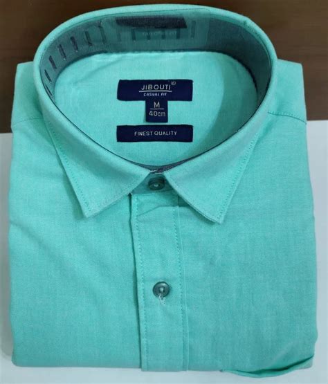 Men Plain Turquoise Cotton Shirt Casual Full Sleeves At Rs 550 Piece