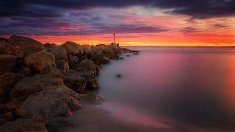 Fondos De Pantalla 2560x1440 Fotografía De Paisaje España Amaneceres Y Atardeceres Costa Piedras