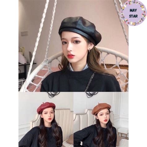 Jual Topi Beret Mangaka Komikus Kulit Imitasu Pu Leather Korea Wol