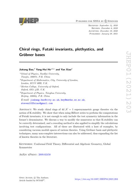 Pdf Chiral Rings Futaki Invariants Plethystics And Gr Bner Bases