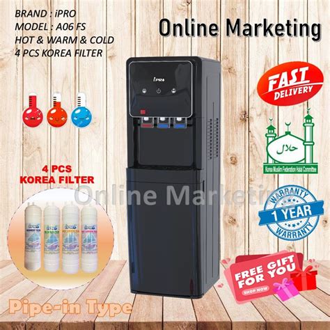 IPRO A F STD HOT NORMAL COLD WATER DISPENSER WITH PCS KOREA FILTER COMPRESSOR COOLING