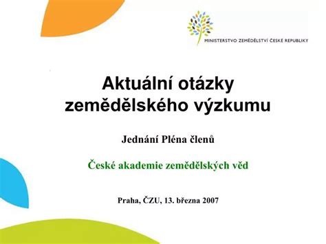 PPT Aktuální otázky zemědělského výzkumu PowerPoint Presentation ID