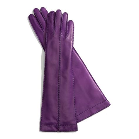 Lyst Coach Long Bonnie Stitch Leather Gloves In Purple