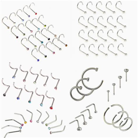 5 9 21pcs 20g Nose Studs Surgical Steel Nostril Studs Screws Nose Ring