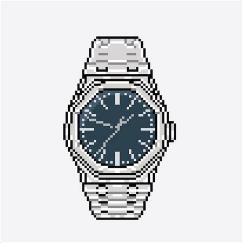 Reloj Moderno Con Estilo Pixel Art Vector Premium