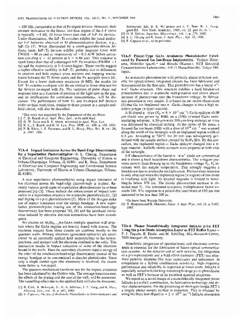 Via Planar Type Gaas Avalanche Photodetector Fabricated By Focused Ga