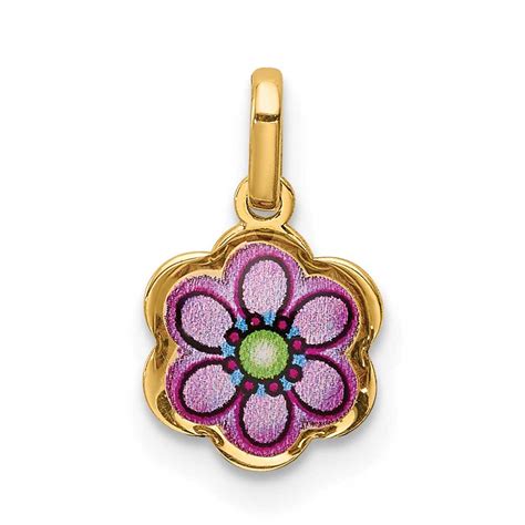 K Gold Enamel Flower Charm Precious Accents Ltd