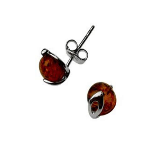 Boucles D Oreilles Ambre Et Argent Perles Rondes 123Ambre