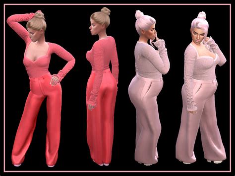 The Sims Resource Sweetheart Neckline Rib Blouse