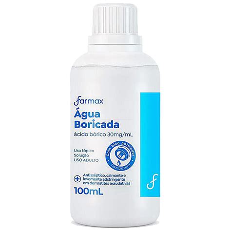 Agua Boricada E Agua Oxigenada - AGUA BORICADA 30MG/ML 100ML FARMAX 1309628 | Droga Raia