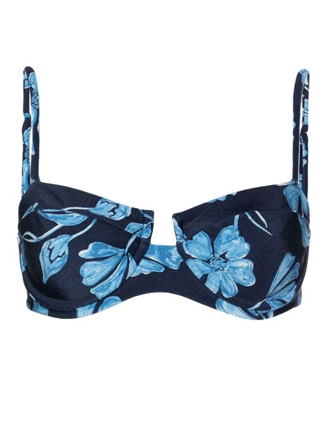 PatBO Nightflower Floral Print Bikini Top Farfetch