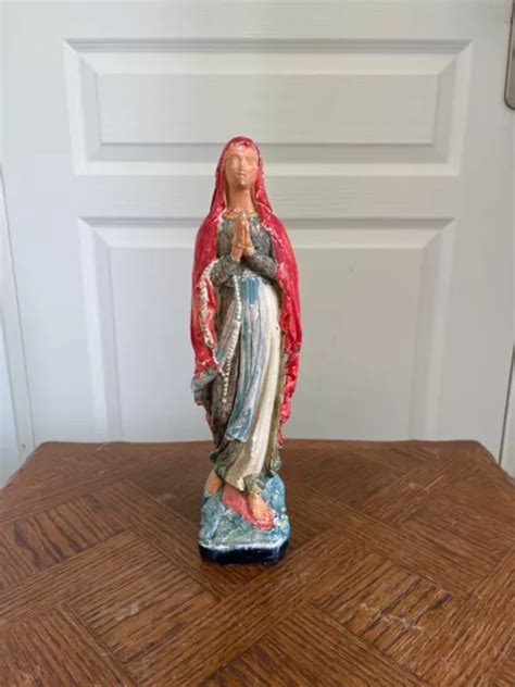 Ancienne Statuette Figurine Vierge Marie Pl Tre Cm Eur