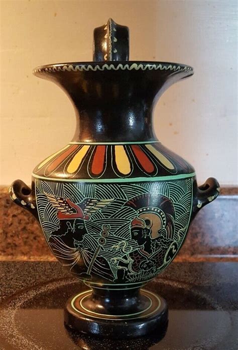 Vintage D Vassilopoulos Hand Made Greek Pottery Vase Pitcher Greek