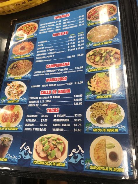 Menu At Mariscos El Viejon Restaurant Lynwood Atlantic Ave