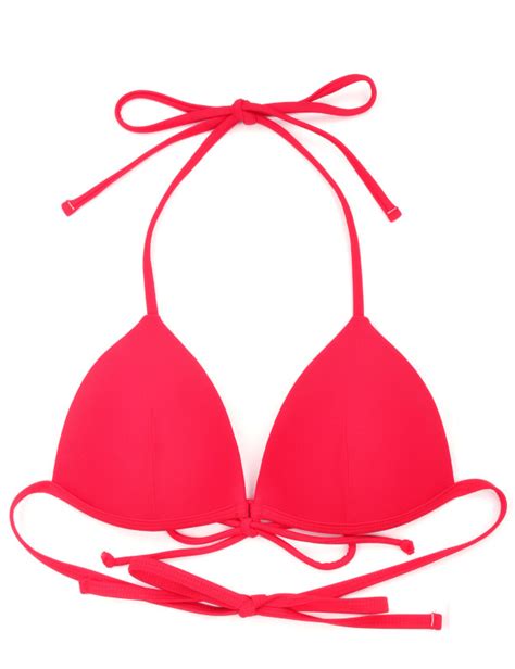 Relleciga Damen Bademode Bikini Top Push Up Triangel Oberteil Rot