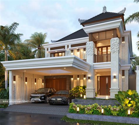 Desain Tampak Depan Rumah Villa Bali 2 Lantai Bapak PTP Di Denpasar