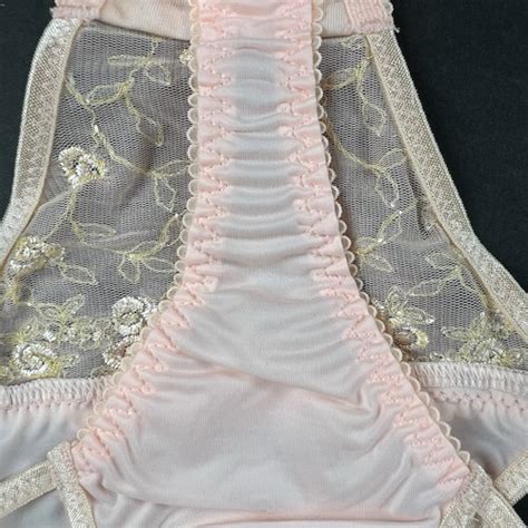 Vintage Thong Panties S Double String Bikini Satin Lace Second Skin