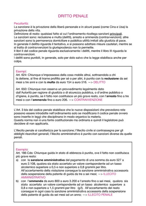 Diritto Penale appunti DRITTO PENALE Peculiarità La sanzione è la