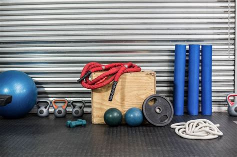 Premium Photo | View of fitness equipment at crossfit gym