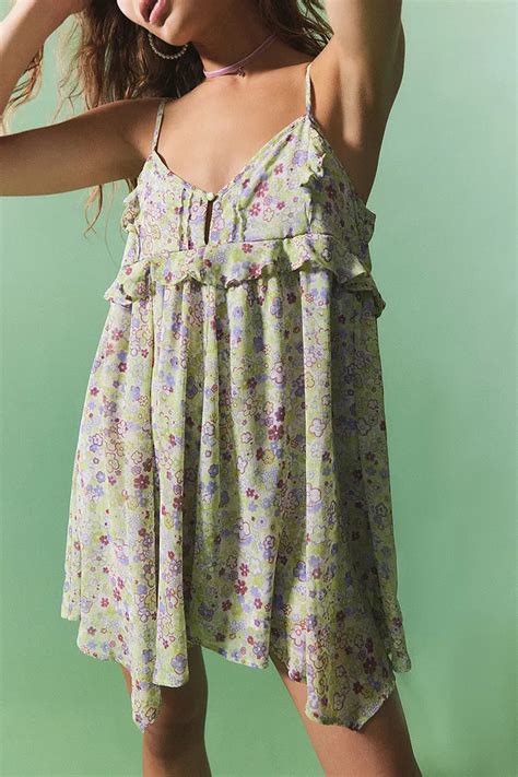 Uo Danielle Chiffon Floral Playsuit Urban Outfitters Uk