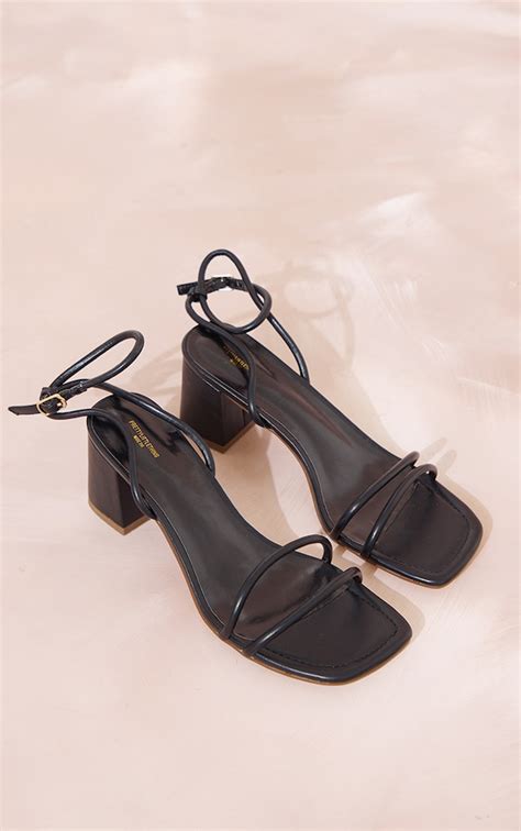 Black Wide Fit Padded Straps Low Block Heel Sandals | Footwear ...