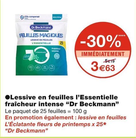 Promo Dr beckmann lessive en feuilles lessentielle fraîcheur intense