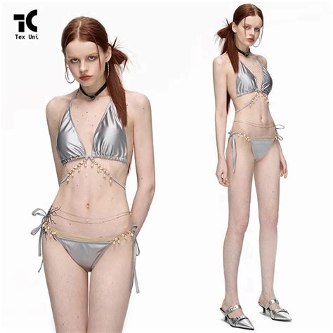 Hot New Fashion Bikini Luxury Bathing Suits Light Sensitive Triangle Bikini Jewelry Skirt