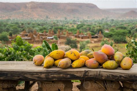 AI generated Fresh Mali Mangoes on a Wooden Table with the Dramatic
