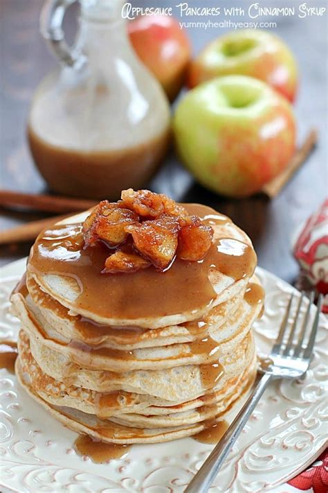 Applesauce Pancakes With Cinnamon Syrup Yummy Healthy Easy