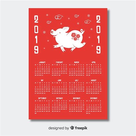 Calendario A O Nuevo Chino Dibujado A Mano Vector Gratis