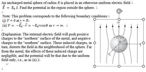 Solved An Uncharged Metal Sphere Of Radius R Is Placed In An