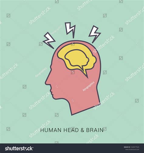 Silhouette Head Brain Vector Flat Illustration