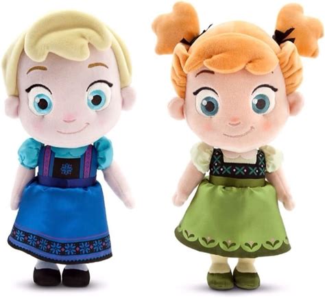 Disney Store Frozen Elsa & Anna Toddler Plush Dolls 12 Bundle of 2 ...