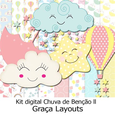 Kit Digital Chuva De Ben O Gra A Layouts Design Personaliza O E